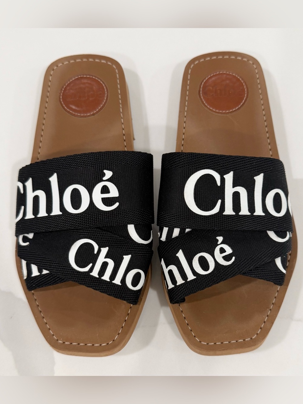 Chloé Black Logo Woody Canvas Slide Sandals (Sz 37) - Picture 2 of 4